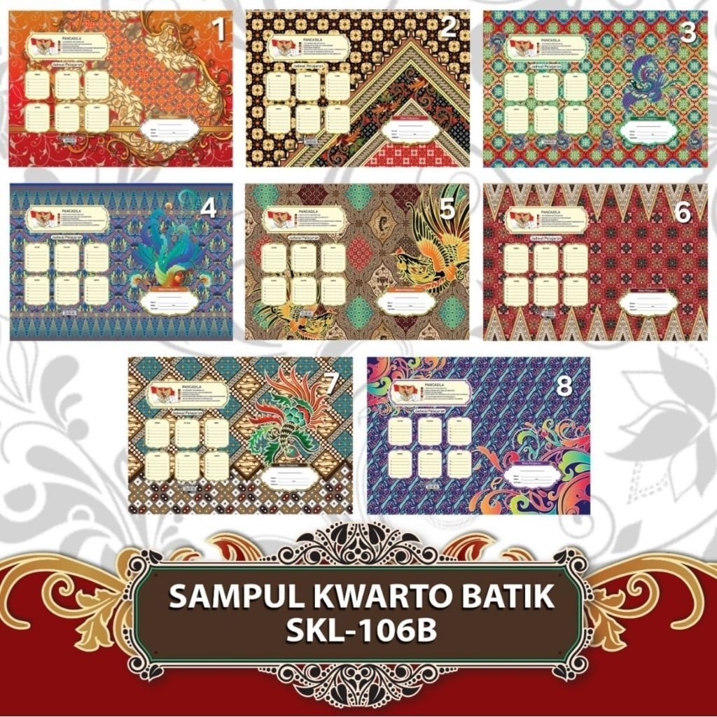 

sampul buku kuarto motif batik tebal (1 kodi) isi 20 lembar