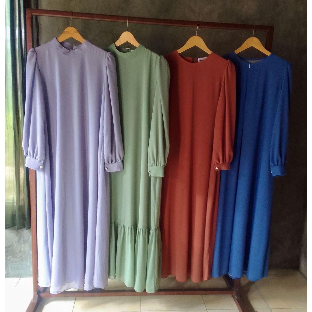 GAMIS MAXI LENGAN MANSET KERUT PUFFY SLEEVE / DRESS CERUTY PREMIUM BABYDOLL