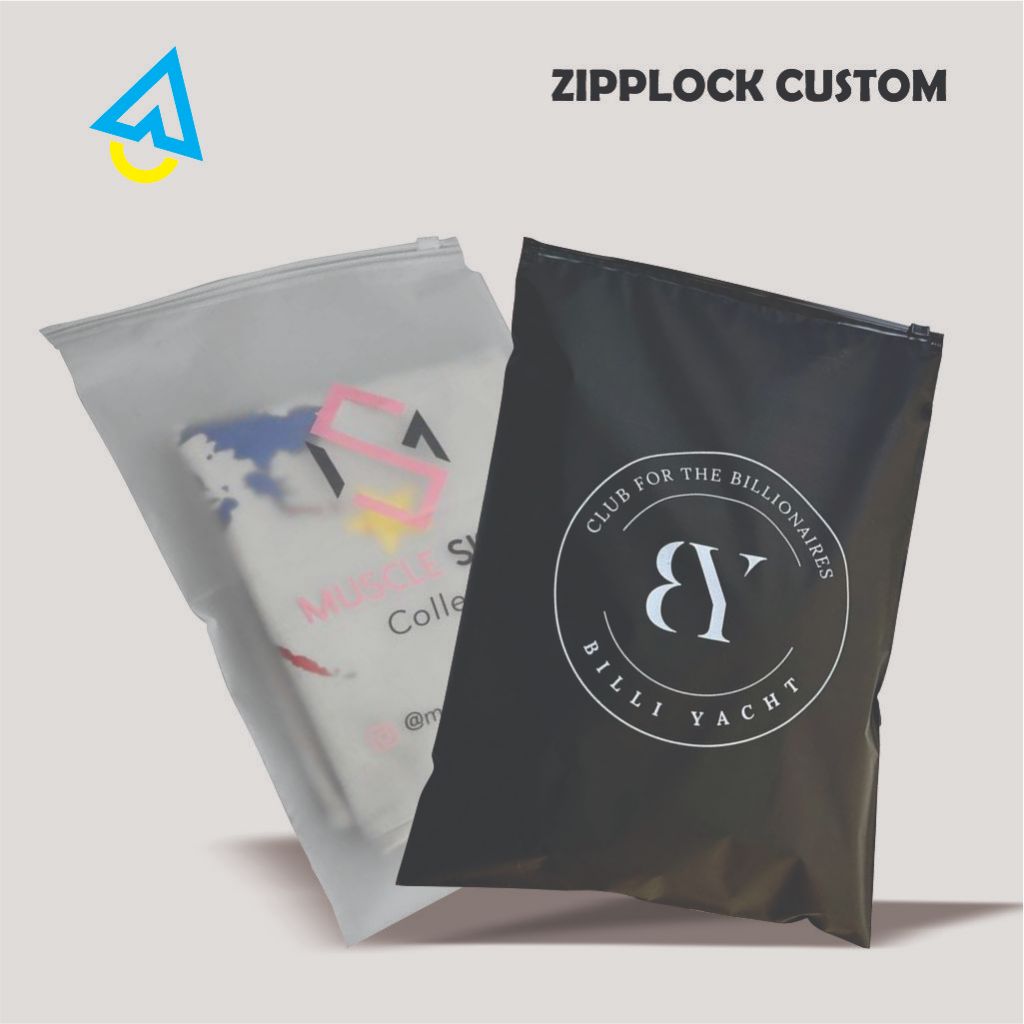 Ziplock Custom Plastik Packing Baju ( Paket 50Pcs ) Zipper Bag Custom Sablon Plastik Custom Tebal 20