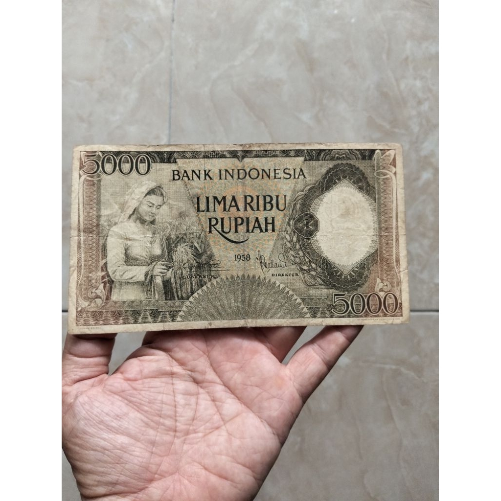 Uang Kuno rp5000 atau 5000 pekerja thn1958 kondisi bagus xf