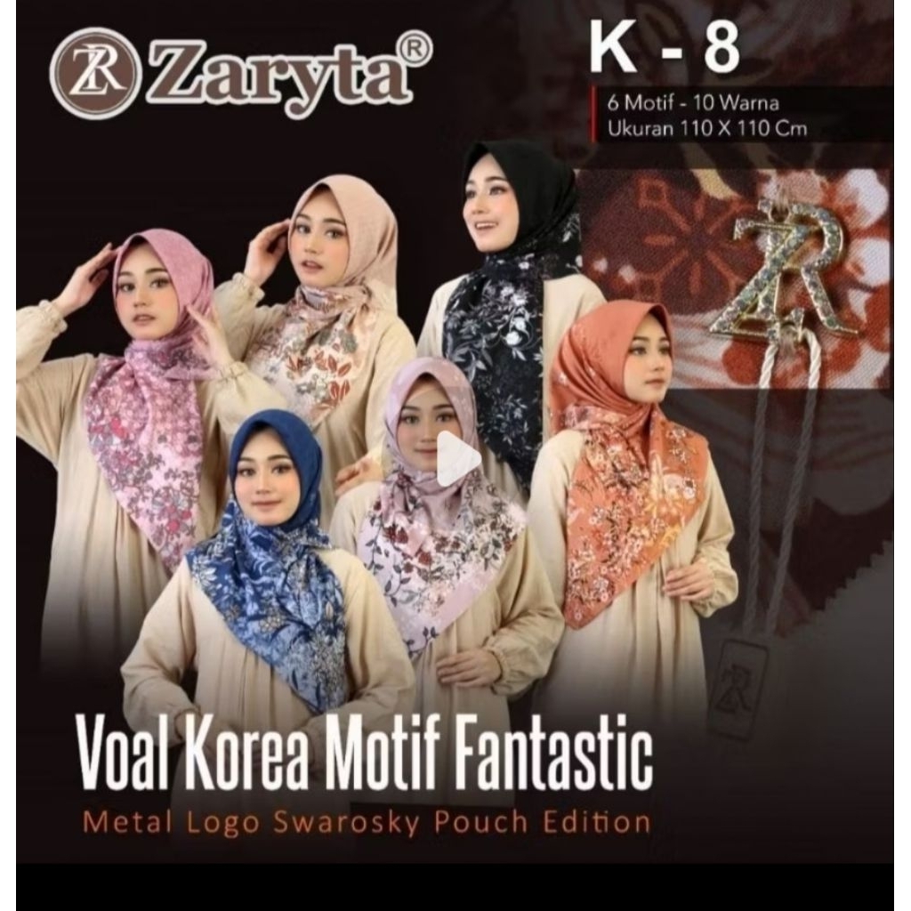 Jilbab Segi empat motif umama dan segi empat zaryta  Voal Bunga