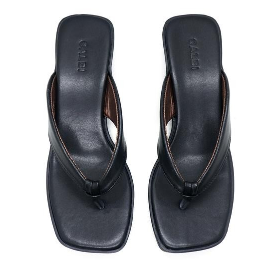 Calbi Indo - Hf 461 Sandal Block Sandal Heels 4Cm Kulit Jepit Perempuan Ootd Polos Casey