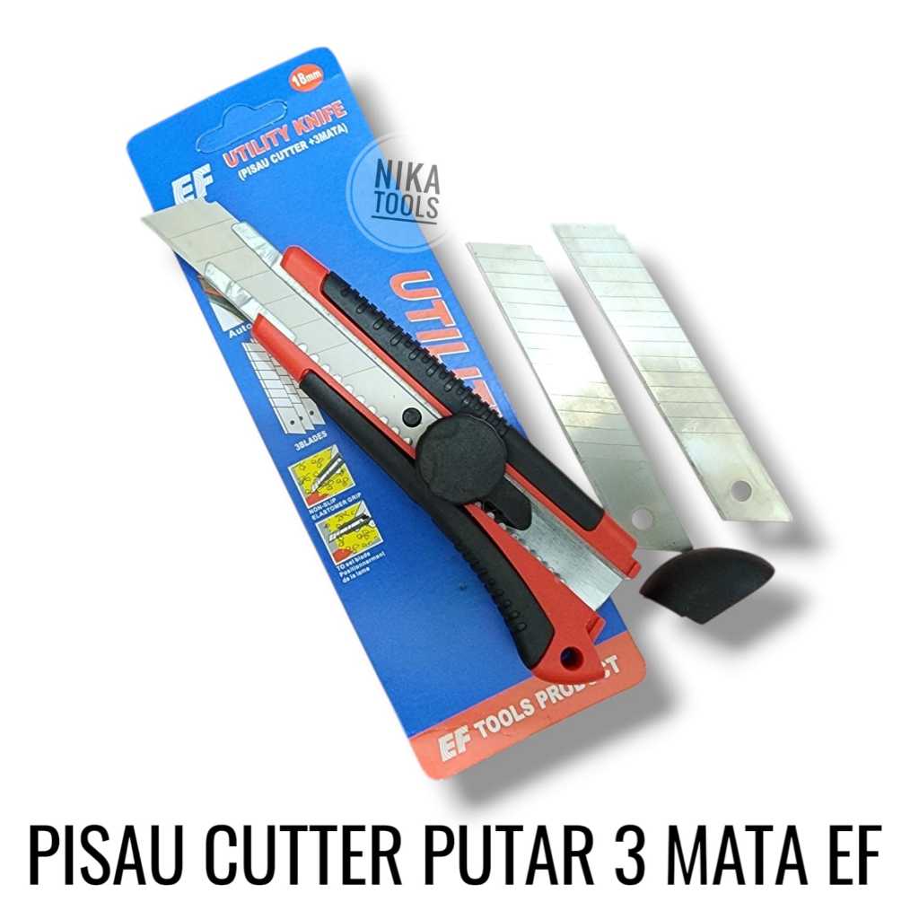 

Pisau Cutter PUTAR Refill isi 3pcs Knife Gunting Kater EF