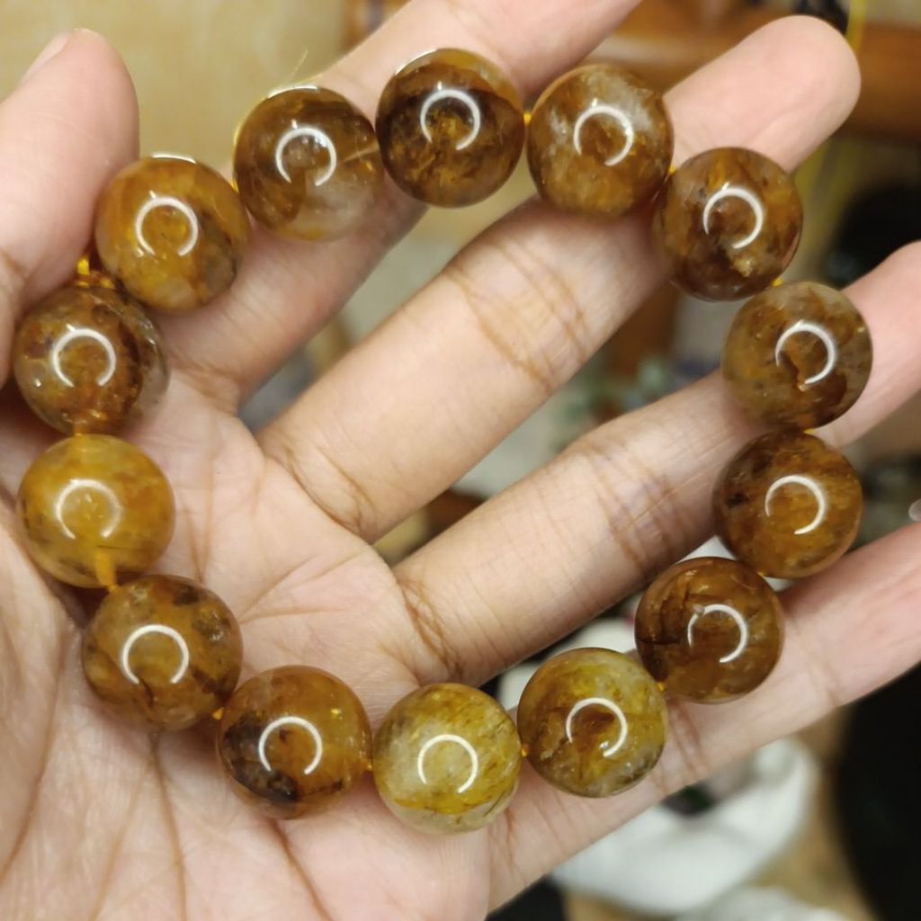 Gelang Crystal Golden Healer Bead 14/15 mm