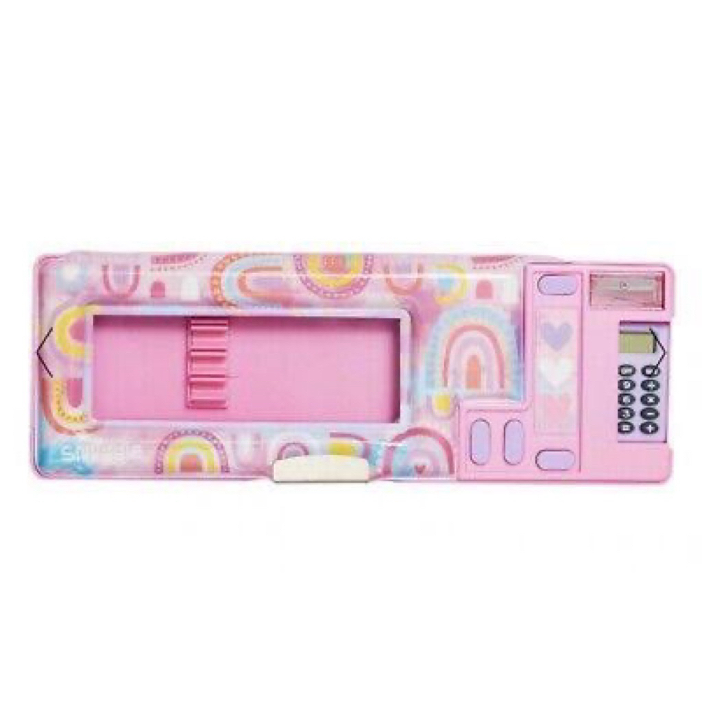 

Kotak pensil smiggle pencil case pop out pink rainbow dengan kalkulator