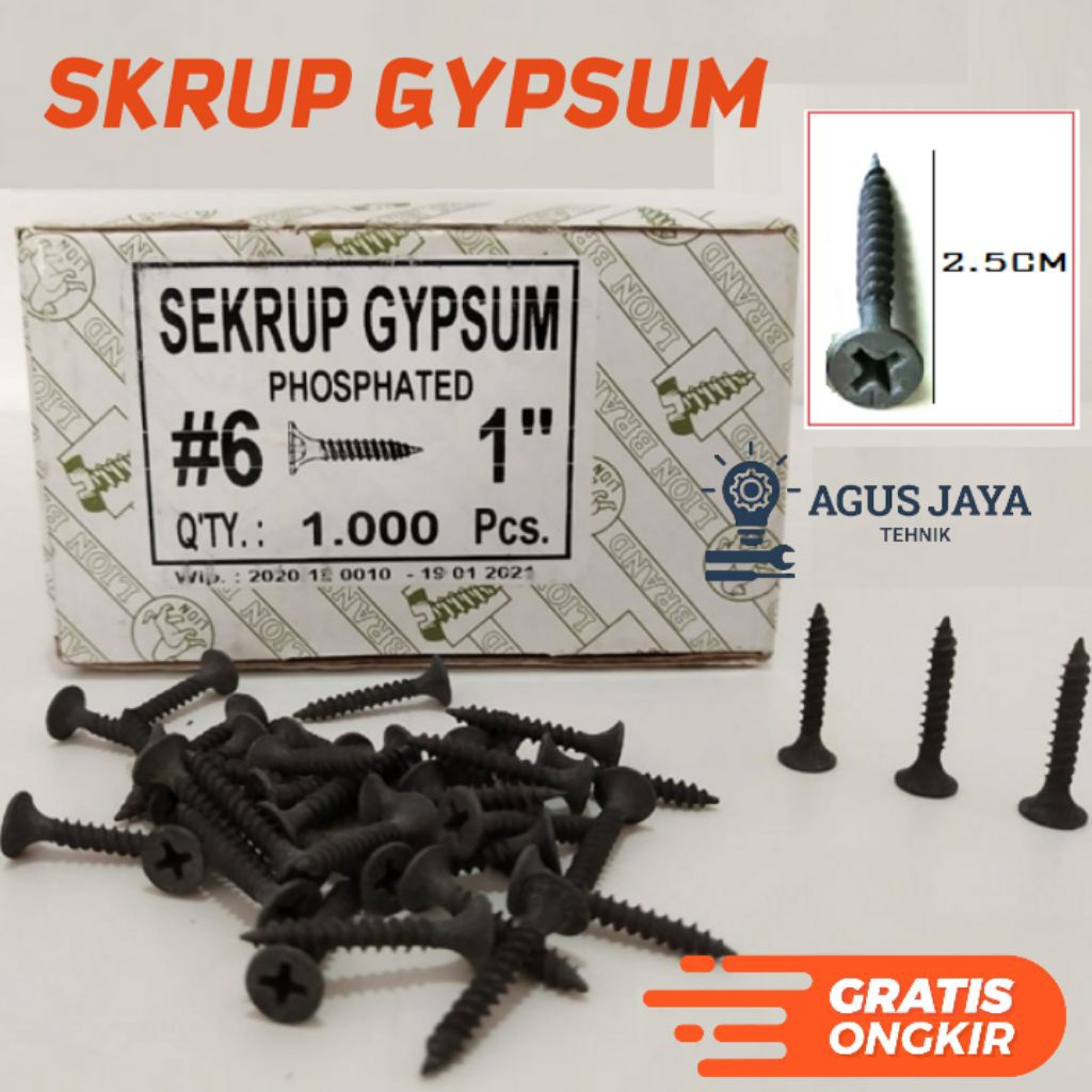 SKRUP GYPSUM LION 1 DUS /SKRUP GYPSUM ISI 1000PCS