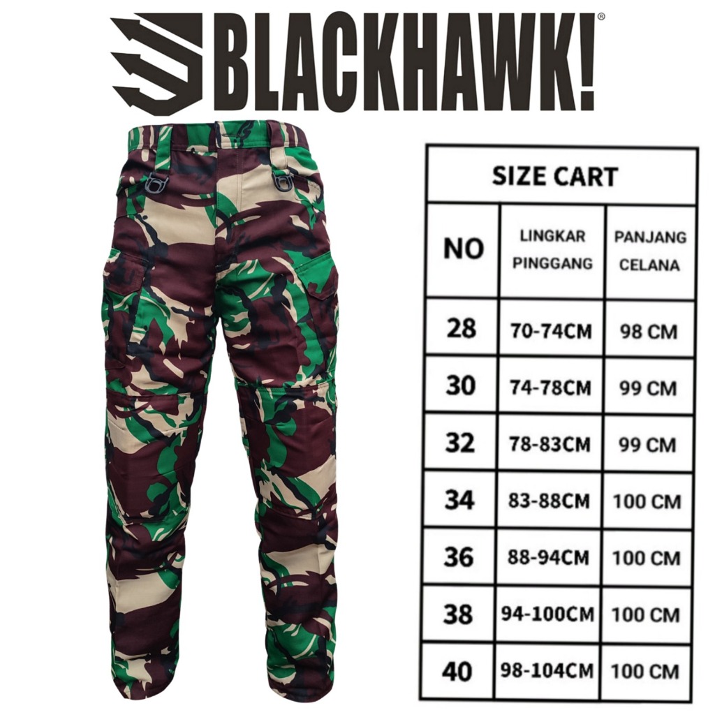 Celana loreng Manvinas TNI  BLACKHAWK Universal - Bahan Balotelli Quick Dry & Resleting Waterproof