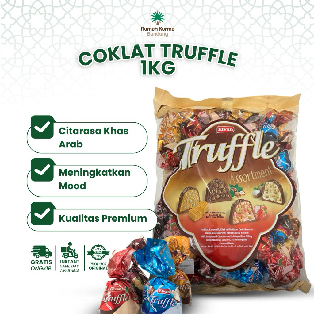 

Coklat Turki Asli Truffle Truffle 1 kg / Elvan Truffle Chocolate Oleh-Oleh Haji Umroh