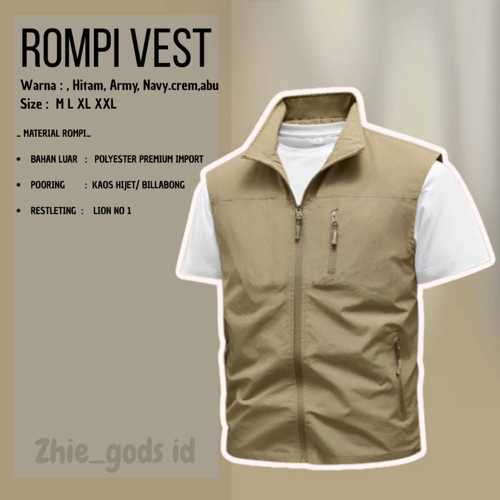 COD ROMPI OUTDOOR PRIA DAN WANITA / ROMPI VEST POLOS TERBARU / ANTI ANGIN DAN ANTI AIR / ROMPI MOTOR