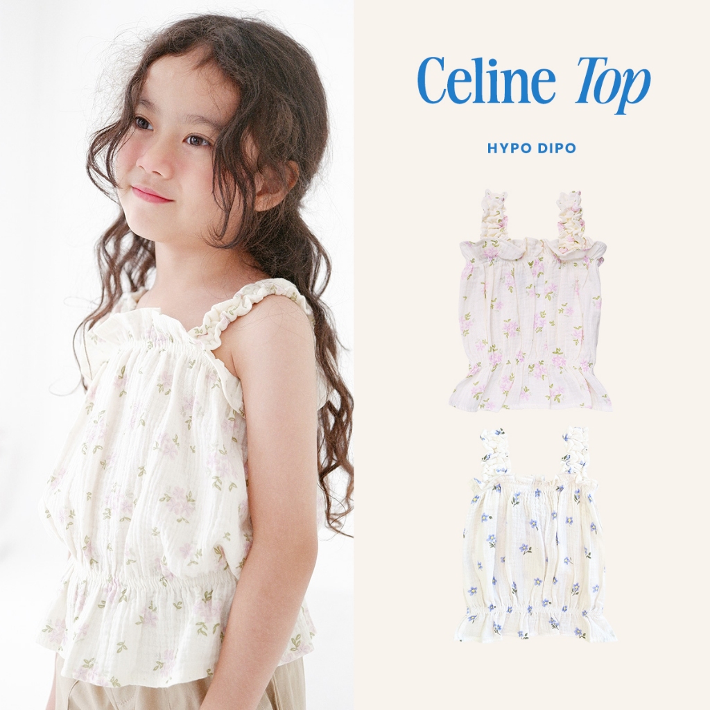HYPO DIPO - Celine Girl Top - Atasan Anak Perempuan 1-8 Tahun - Baju Tanktop Motif Bunga Korean Styl