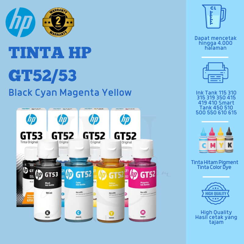Tinta Hp GT 51 / GT 53 / GT 52 Tinta Bottle Original