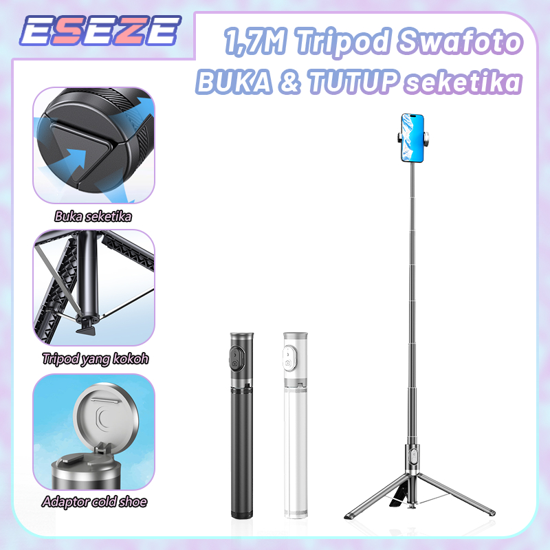 Eseze 170cm Automatic Pop Up Tongsis Tripod Bluetooth Selfie Stick Aluminium Tongsis Multifungsi Por