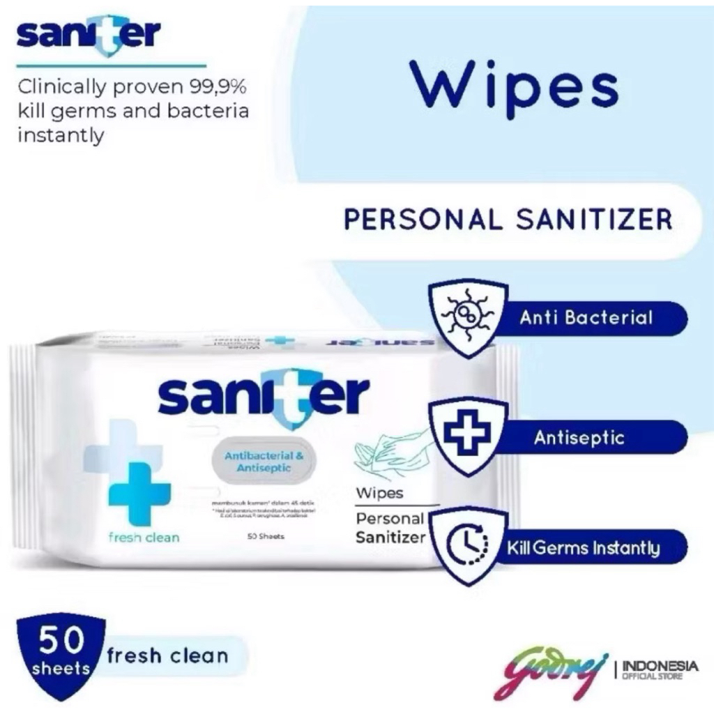 [TISU BASAH SANITER] SANITER Personal Wipes Sanitizer 50s