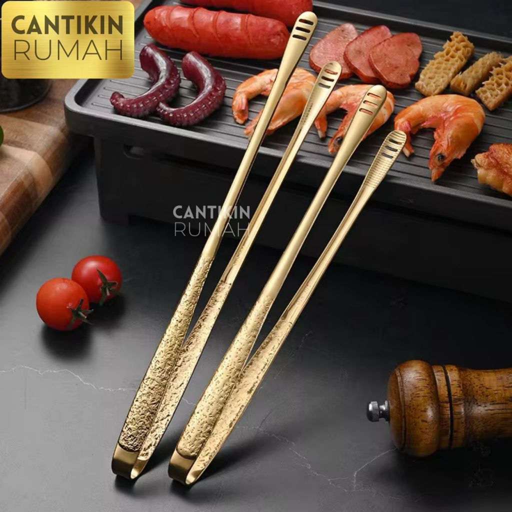 CAPITAN DAGING KUE LAUK MIE STAINLESS STEEL SUS 304 CAPIT MAKANAN KORBEQ BBQ MODEL STRIPE FOOD TONGS