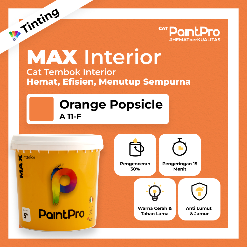 Cat Tembok Tinting Murah Berkualitas | Custom 1000+ | Kuning Yellow | PaintPro | MAX Interior 20kg