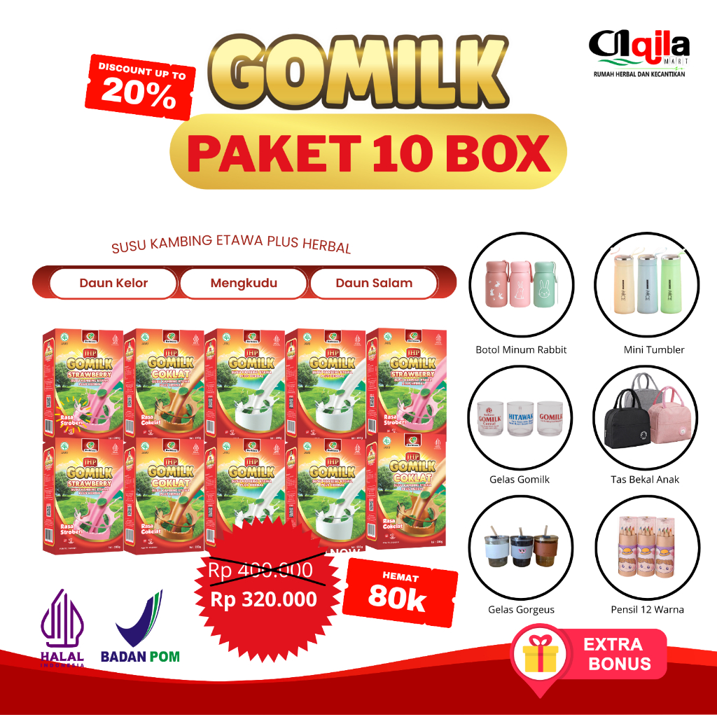 

PAKET RESELLER GOMILK 2025 isi 10 box diskon 20% ( HADIAH CANTIK ) aqilamarttrangsan