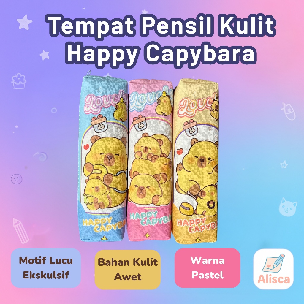 

Tempat Pensil Lucu Happy Capybara T-41 - Motif Beruang Imut | Pencil Case Anak Cute Sleting Kulit