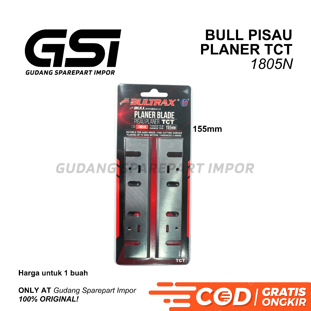 BULL Mata Pasah TCT 1805N Planer Makita 155mm TCT 7mm / Planer Blade / Sugu / Ketam / Wilah / Pasah