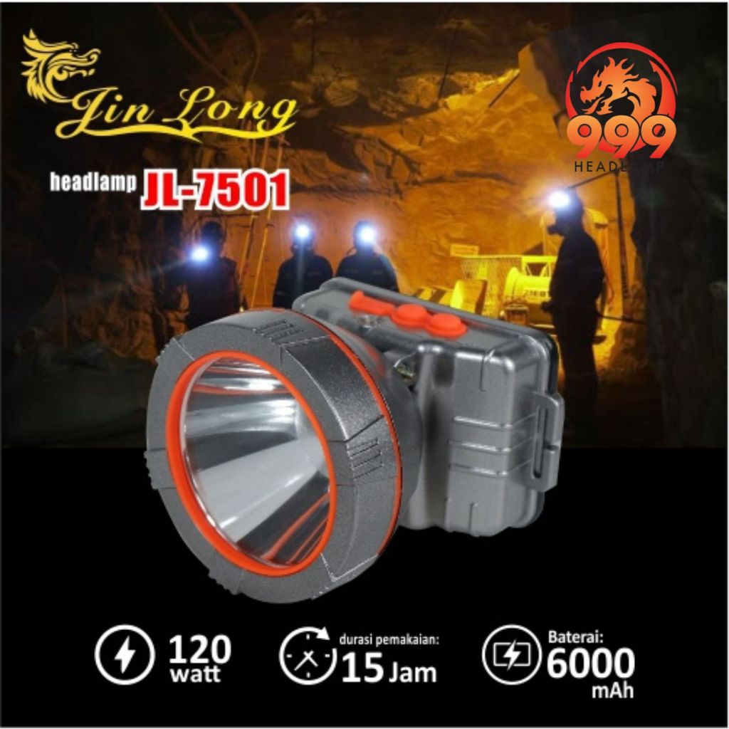 Senter Kepala / Headlamp Jinlong JL 7501 waterproof / tahan air 120 watt