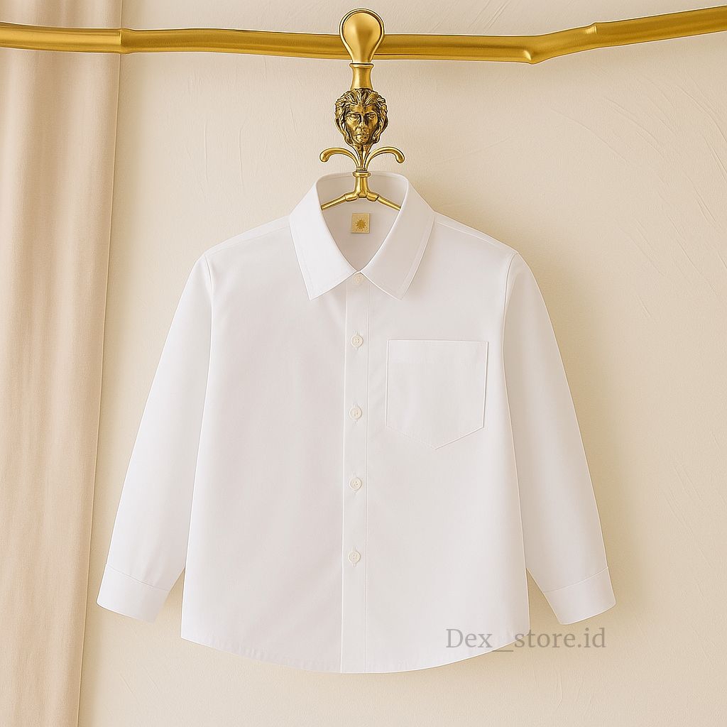 Kemeja anak laki laki lengan panjang usia 4-12 tahun putih polos hem anak laki laki baju anak