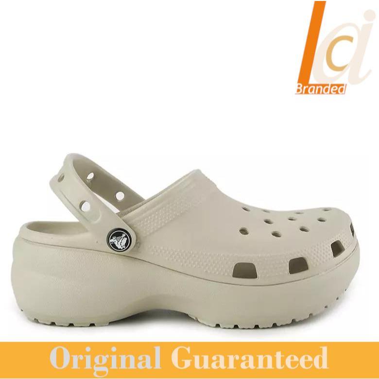 Sandal Clog Wanita Original Crocs Classic Platform Clog - Bone