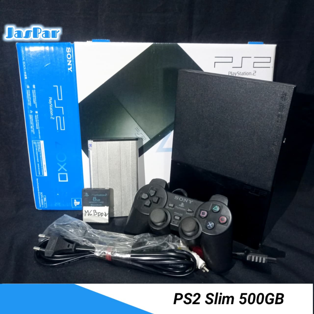 PS2 Slim Seri 7 / 9 HDD 500GB Matrix / MCBoot Funtuna Game PS2 & PS1 Full Game Set Bonus Cheat Devic