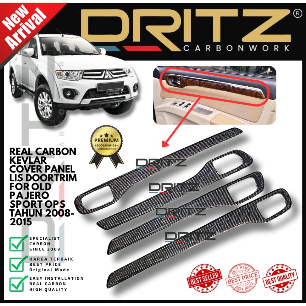 High Quality Asli Carbon Kevlar Cover Panel Lis Doortrim Pajero Sport OLD 2008 2015 aksesoris varias