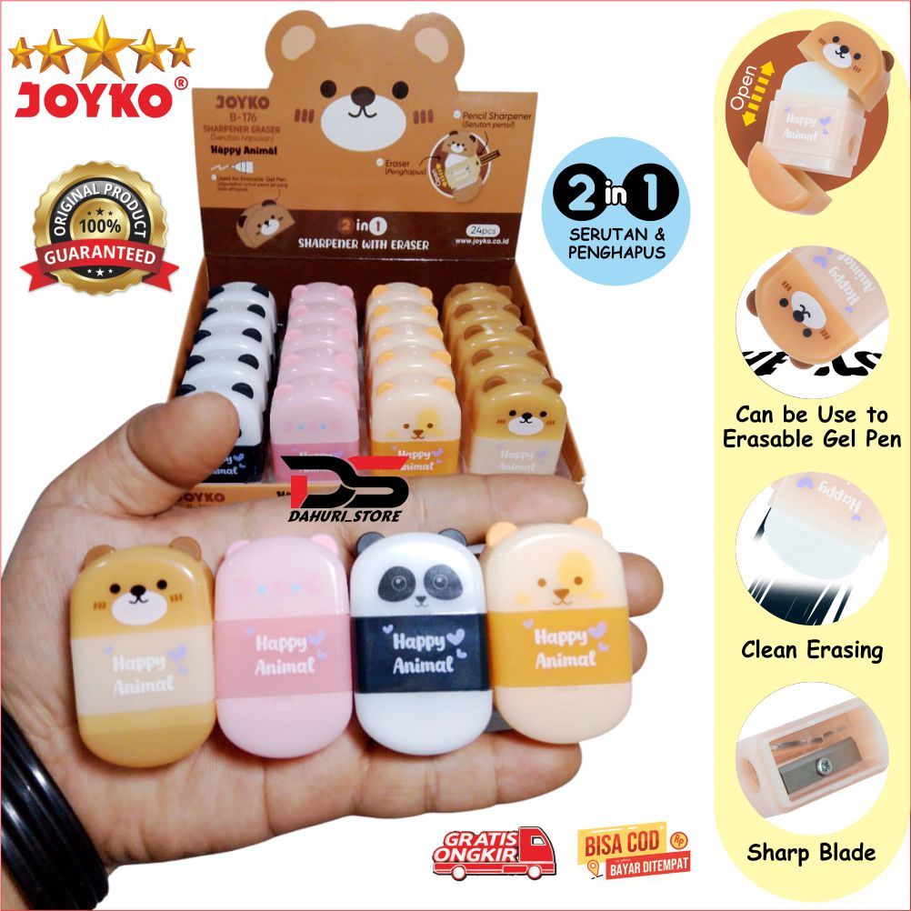 

Rautan 2IN1 Joyko B-176 Happy Animal PENGHAPUS + SERUTAN JOYKO B - 176 SHRAPENER ERASER