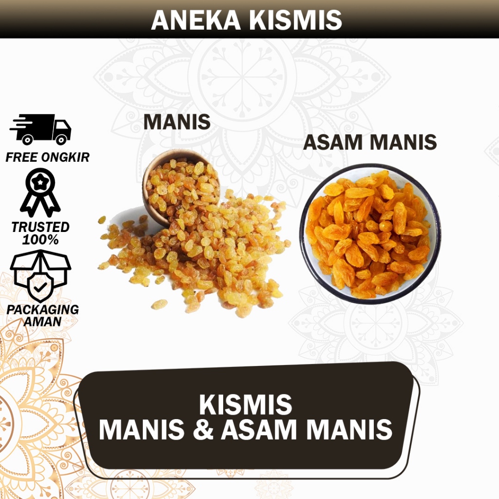 

Kismis Arab Golden Raisins 1Kg Mix Asam Manis Hitam / Simin Mutiara 1 Kg Premium Oleh Haji Dan Umroh