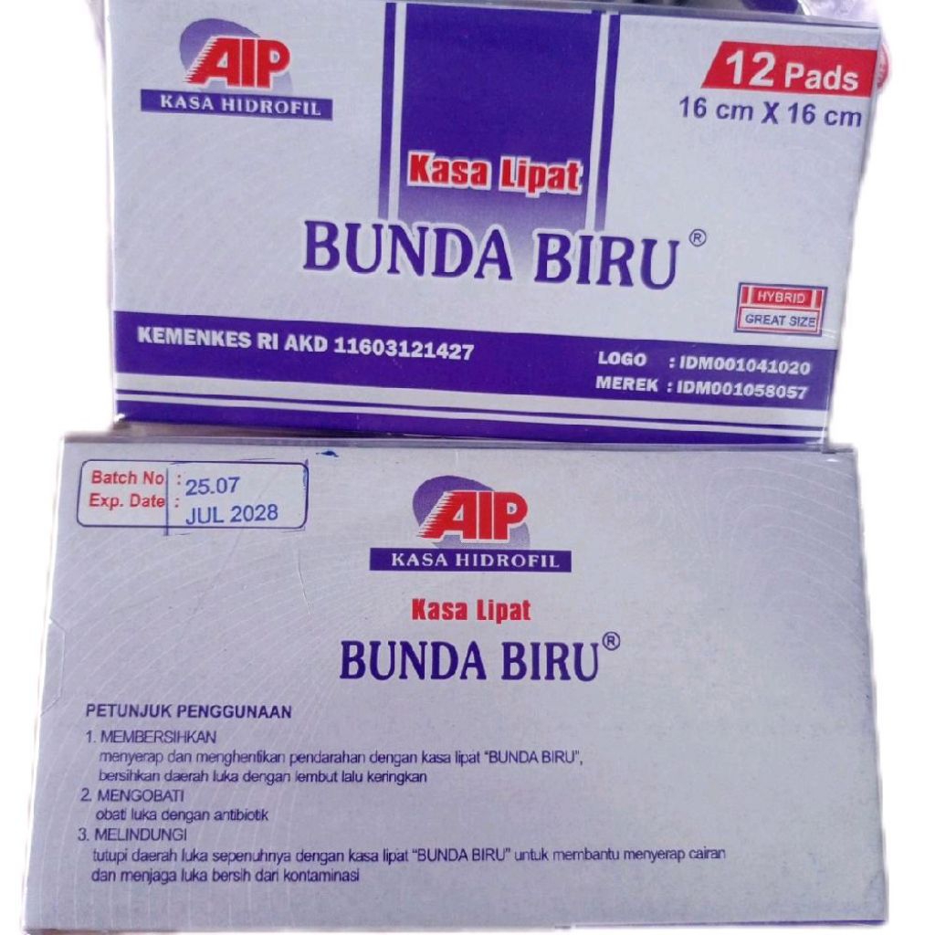 Kasa Lipat Steril Bunda Biru 16x16 cm isi 12 pcs