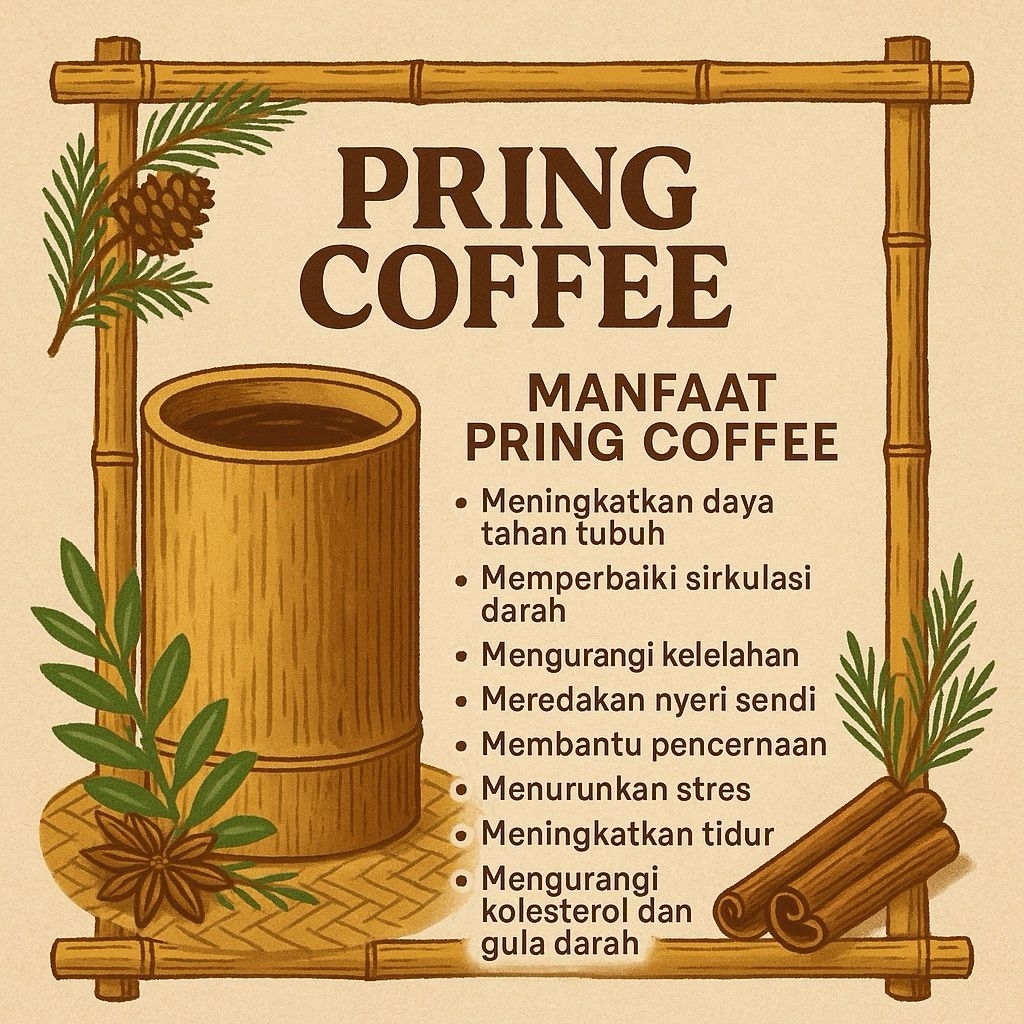 

Kopi Herbal Imun & Stamina – Pring Coffee | Gingseng, Jahe Merah, Temulawak, Kayu Manis