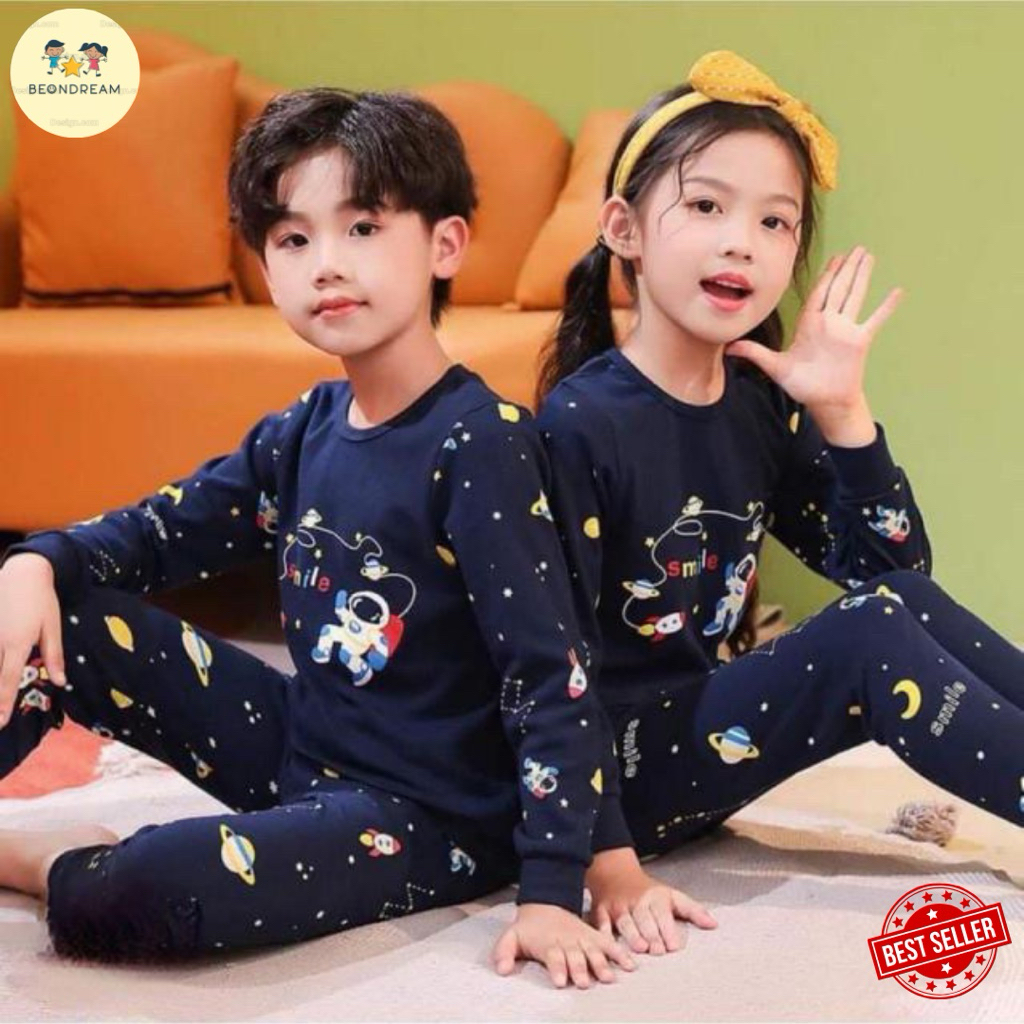 Piama Anak Perempuan/Laki Laki Terbaru Unisex Best Seller Umur 1-10 Tahun Piama Anak Terbaru Desain