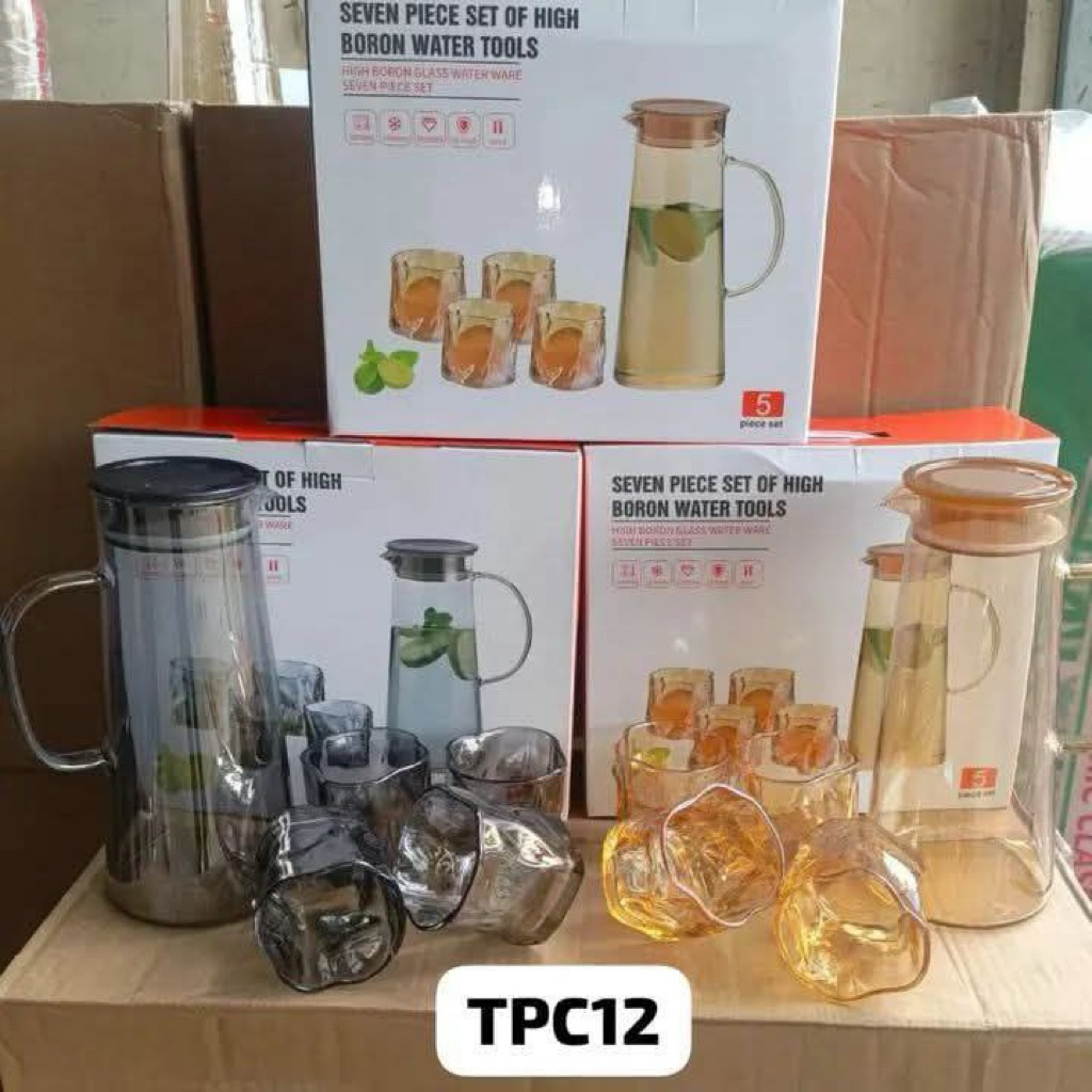 Teko Air + Gelas Kaca 5in1 / teko set pretty /teko set kado