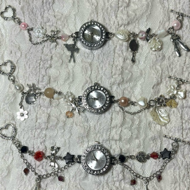 [Ready Stock] Scarbeadycat sparkles toggle clasps watch bracelet | with gems swarovski  gelang jam t