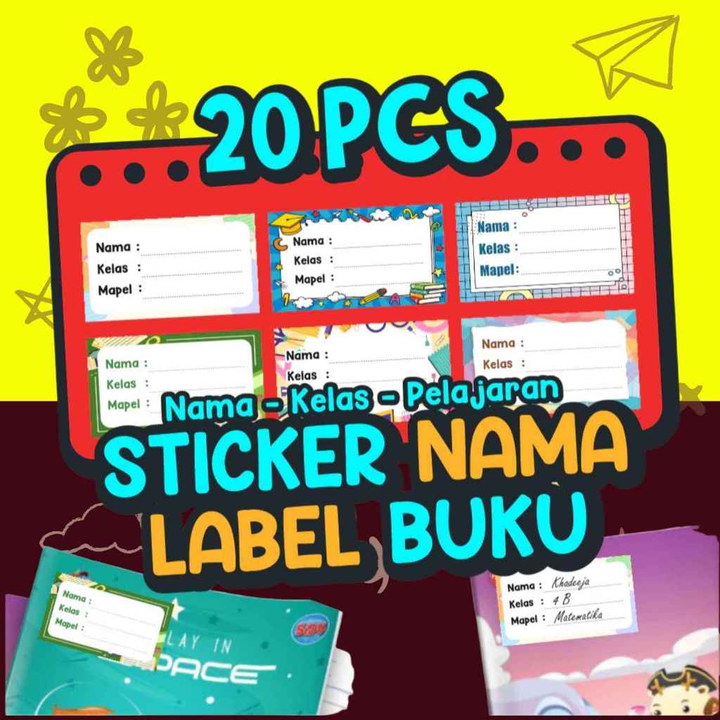 

20 PCS Stiker Nama Buku Tulis / Sticker Nama Buku