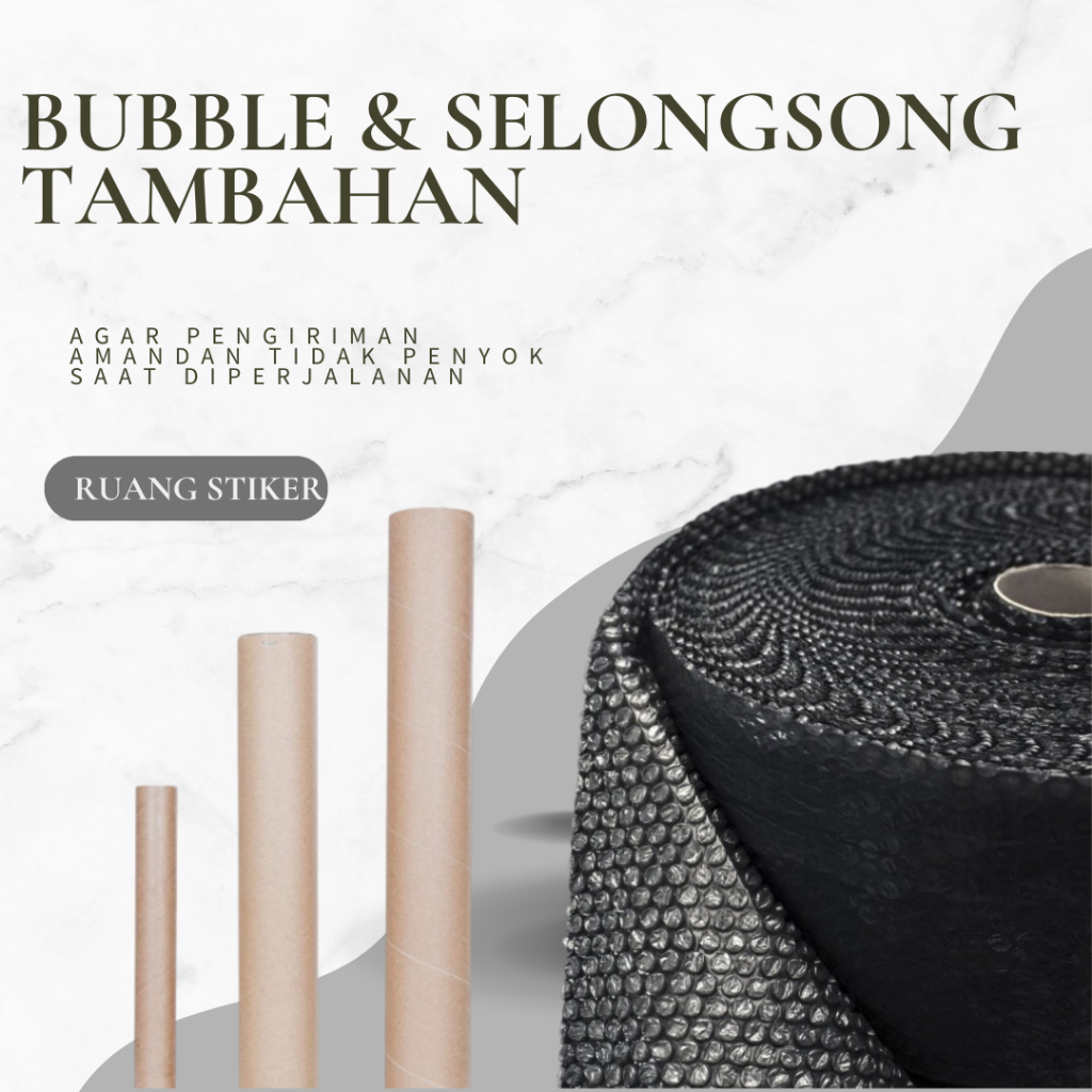 

Kemasan Aman Stiker – Bubble Wrap + Selongsong Anti-Lipat