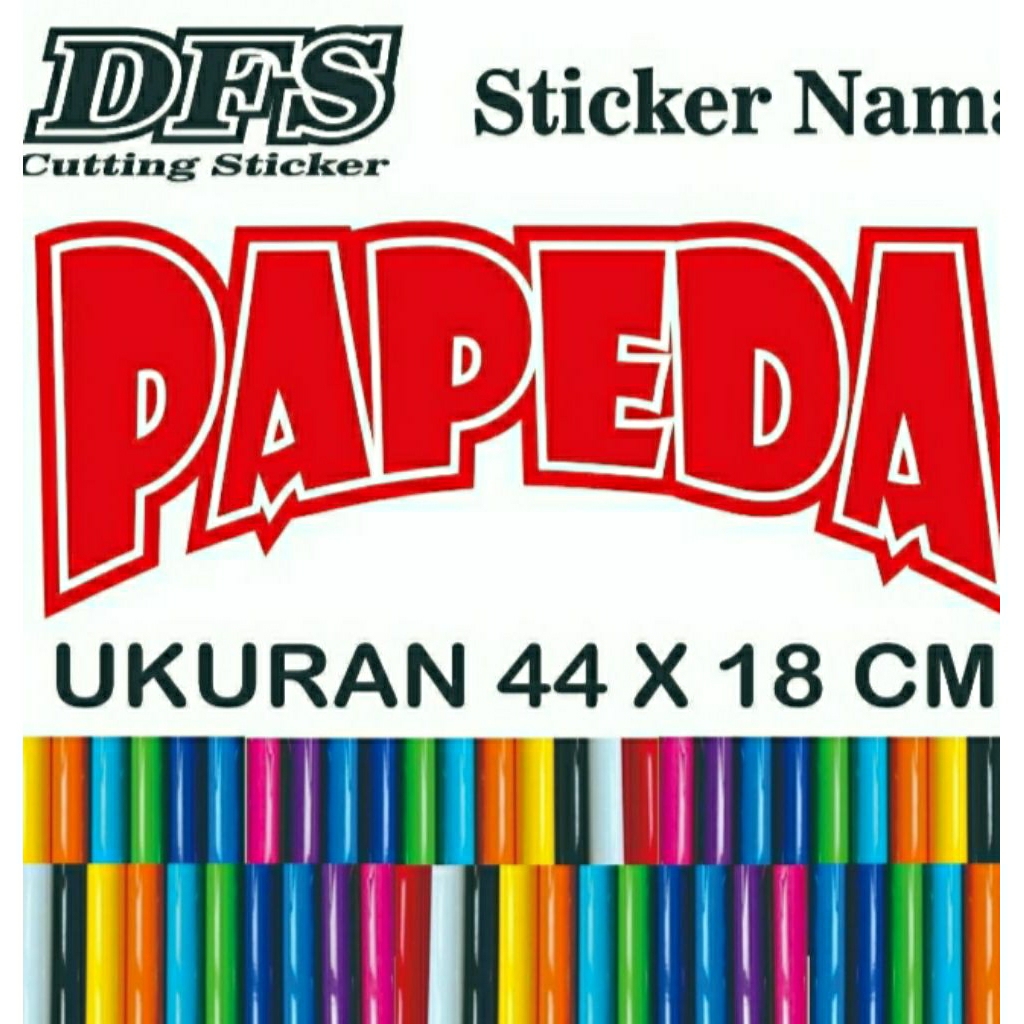 

sticker cutting tulisan papeda model lengkung ukuran 44x18 cm