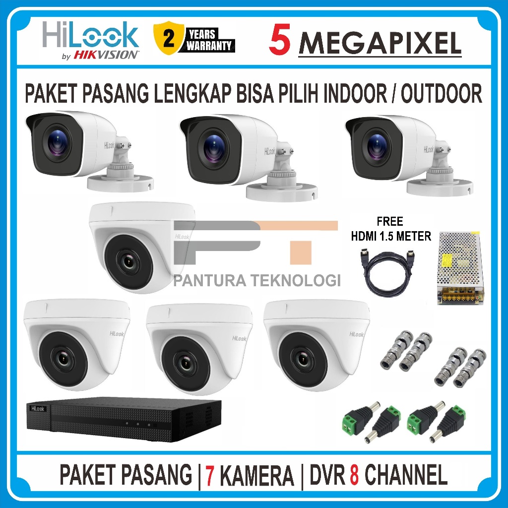 PAKET CCTV HILOOK DVR 8 CHANNEL 7 CAMERA 5MP TURBO HD SERIES PAKET CCTV KOMPLIT / PAKET CCTV HILOOK 