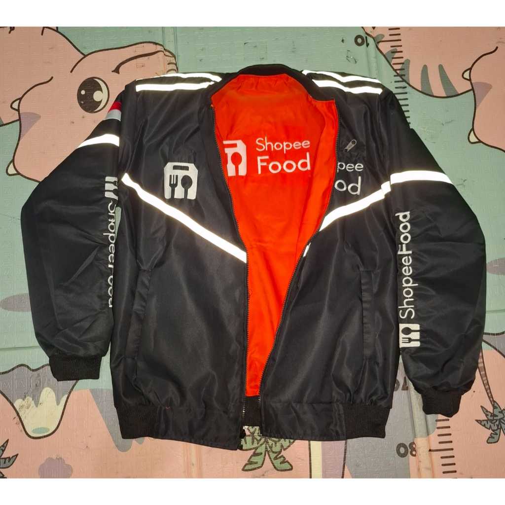 Jaket bomber hitam ojek online / jaket shp food hitam / driver ojol / jaket motor pria Termurah/JOSS