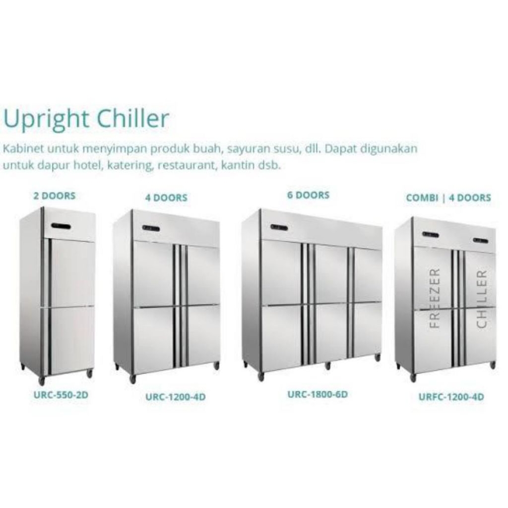 Commercial Upright Freezer GEA URF-1200-4D / URF 1200 4D / URF1200 4D 1000 Liter 4 pintu Stainless S