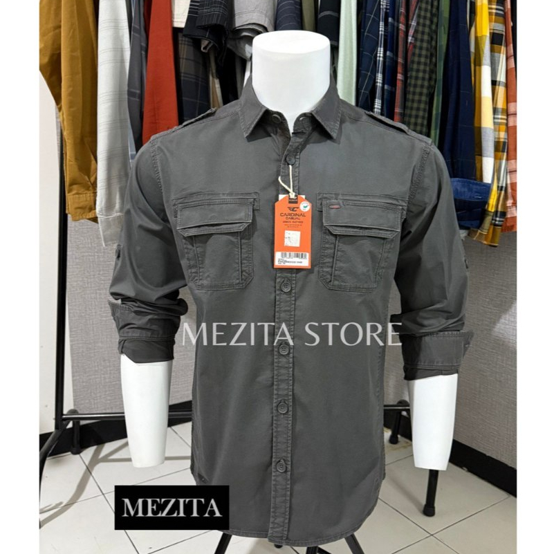 Kemeja Safari Pria Cardinal Casual 22 Abu Tua