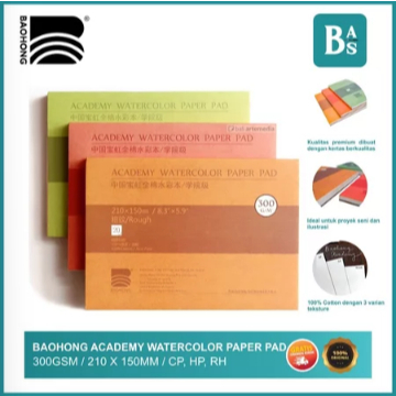 

Baohong Academy Watercolor Paper Pad - 300gsm / 210 x 150 mm 100% cotton HP/CP/R - SAS