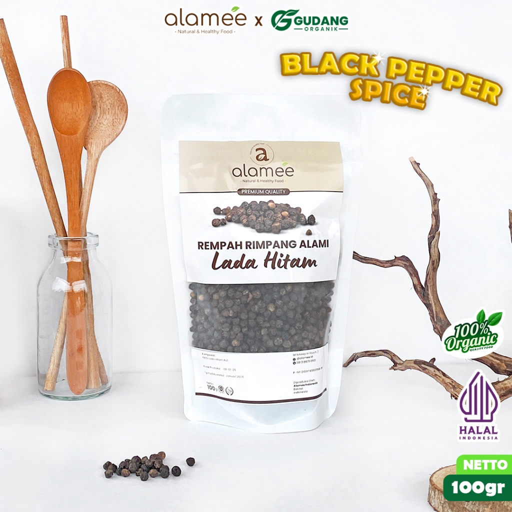 

ALAMEE rempah lada hitam 100 gram bumbu dapur pedas aroma kuat penyedap lezat untuk masakan rempah