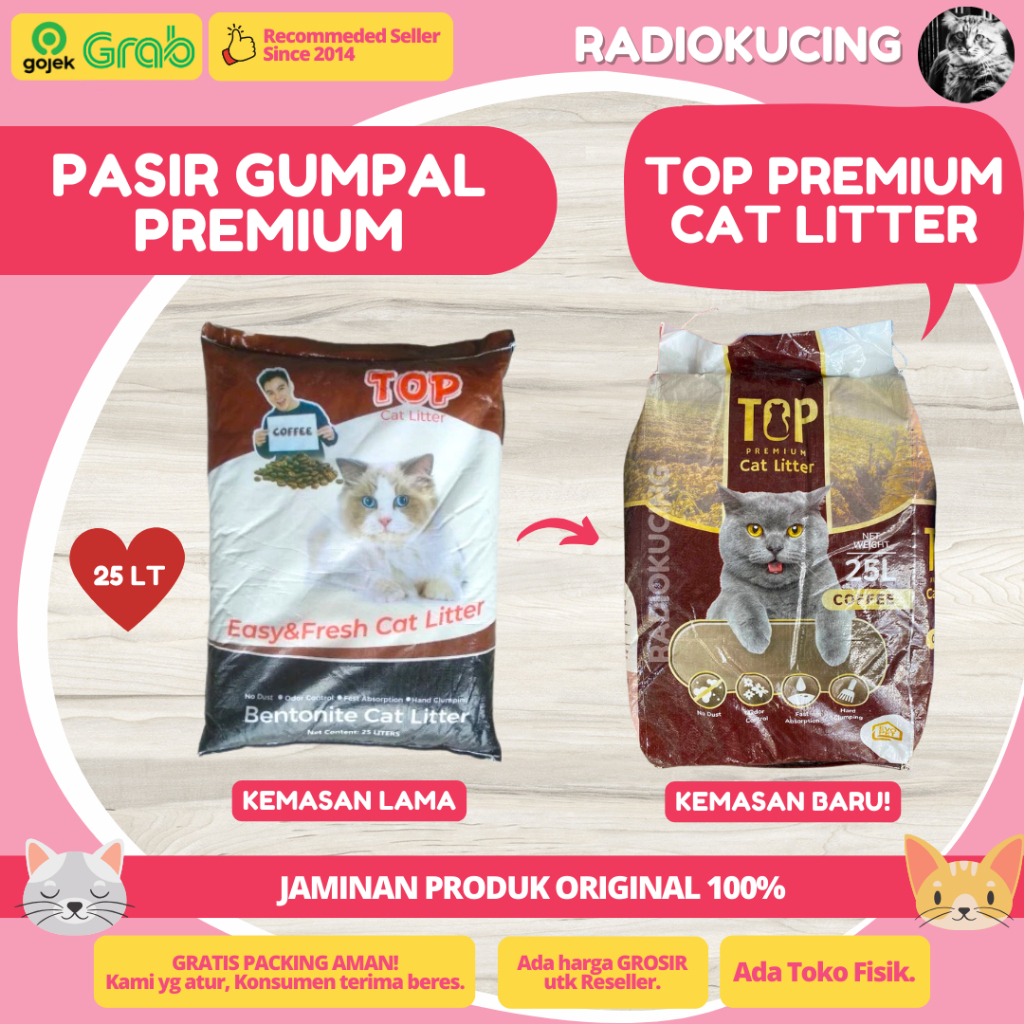 Pasir Kucing Top Litter 25 lt Baim Wong Gumpal Wangi Karung 20 kg [ JUWIES RADIO KUCING ]