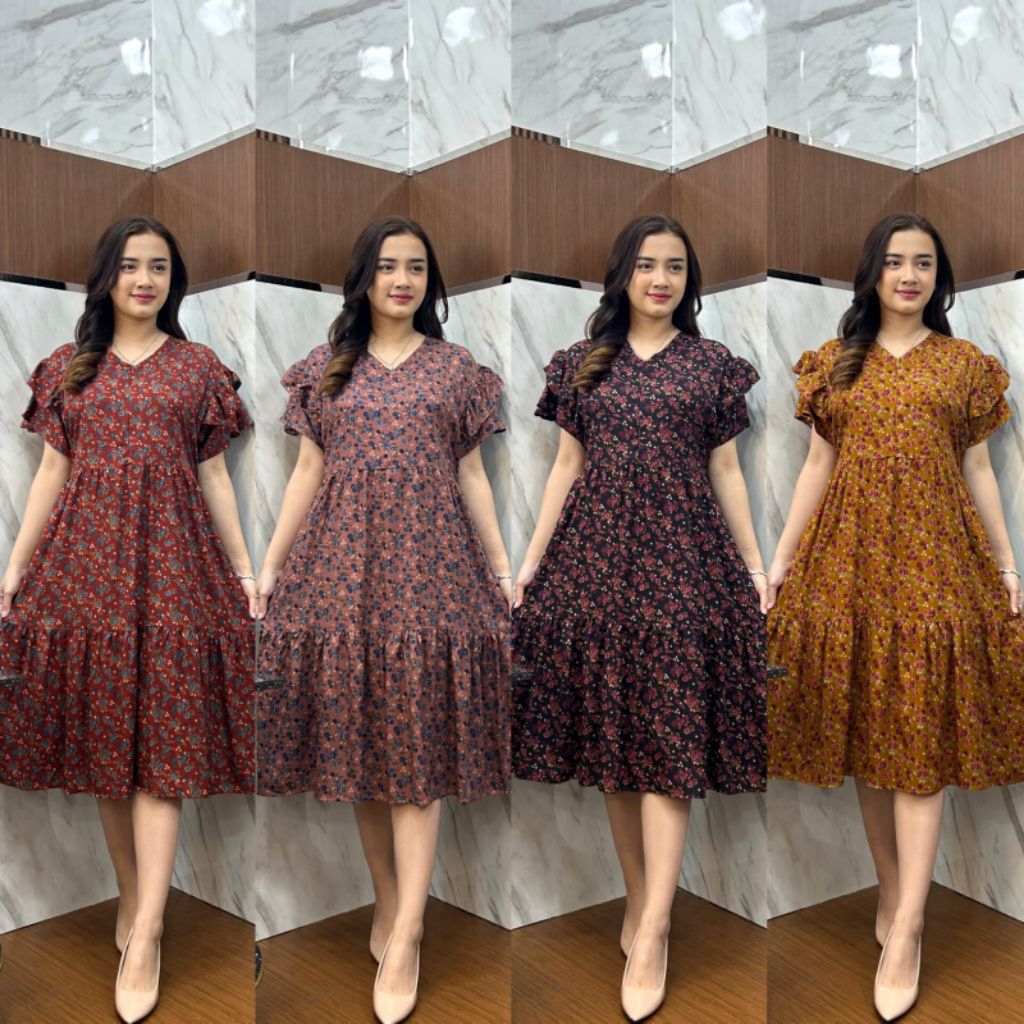 DRESS HAWET/NADIRA DRESS/DRESS RAYON PREMIUM/DASTER RAYON BUNGA/DRESS LENGAN SUSUN/DRESS JUMBO