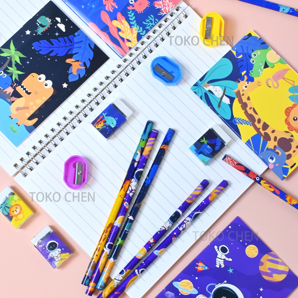 

Bibaile 8in1 Pensil Set Alat Tulis Anak Lucu Dan Penghapus Untuk Tempat Pensil Buku Tulis Sekolah