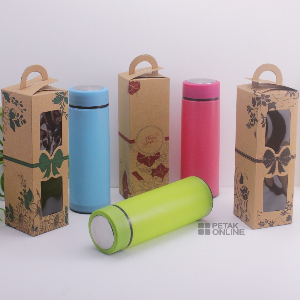 Botol/ Tumbler Six Polos Kemasan Box Tenteng Coklat