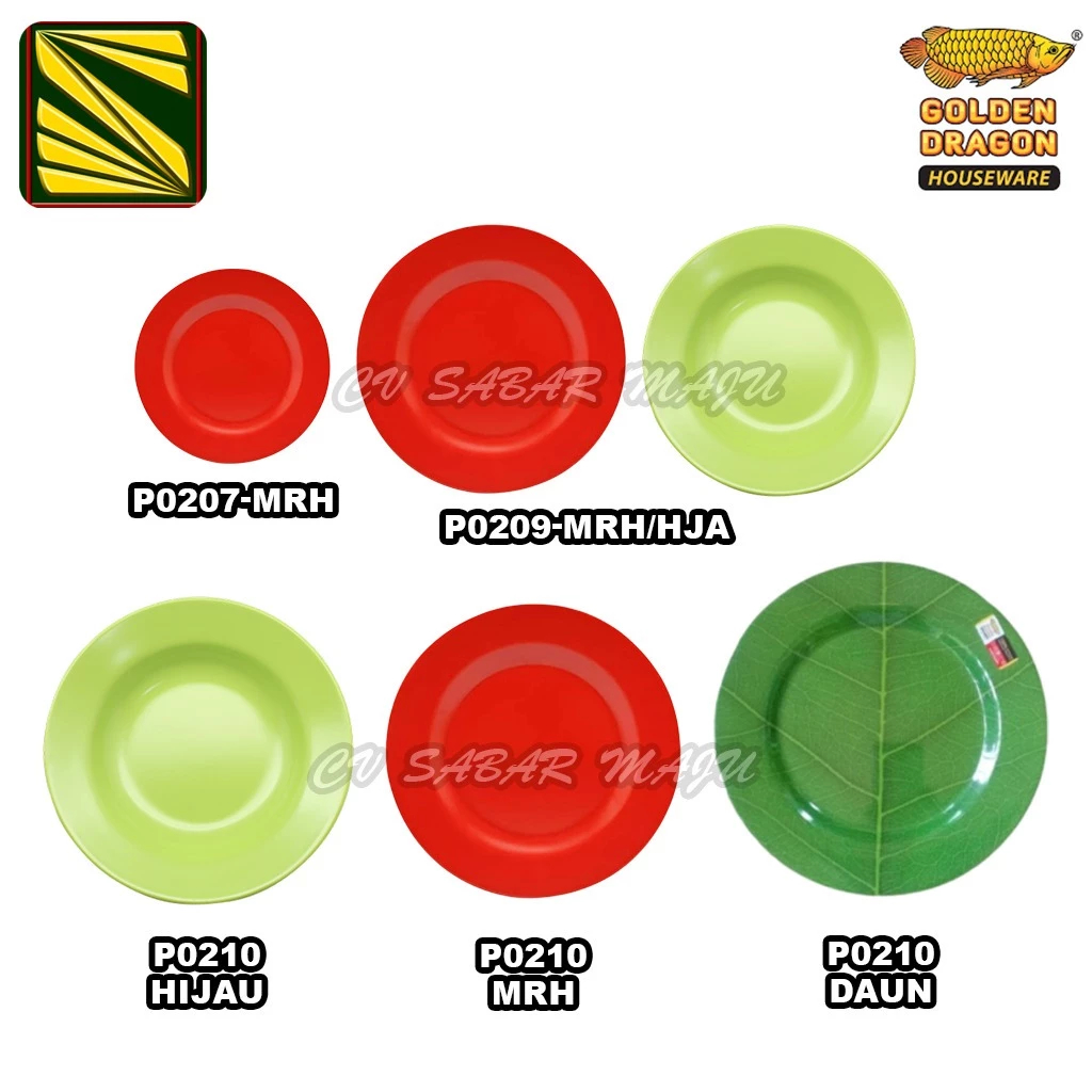 Golden Dragon Piring Makan / Piring Ceper Melamin Melamin Ukuran 9, 10