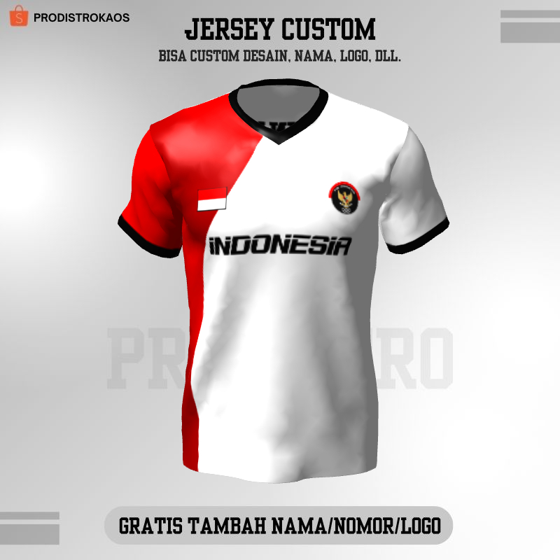 Kaos Jersey Badminton Putih Merah 94 - Jersey Olahraga Full Printing