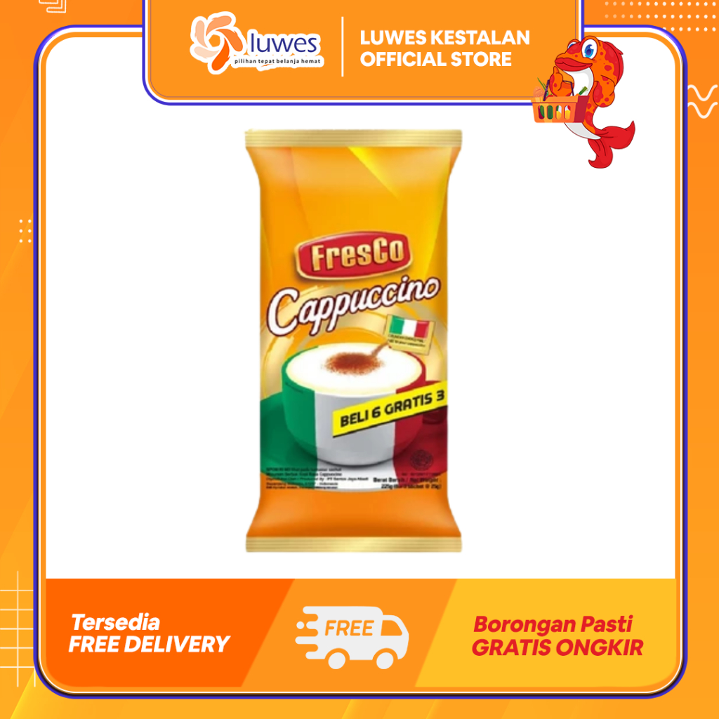 

(BELI 6 GRATIS 3) Fresco Cappucino Kopi Bubuk 225gr Cappucino Terbuat Dari Biji Kopi Pilihan & Aman Dikonsumsi